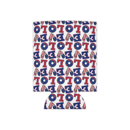 Patriotic LO Pattern Can Cooler | 4th of July, Americana Drink Sleeve