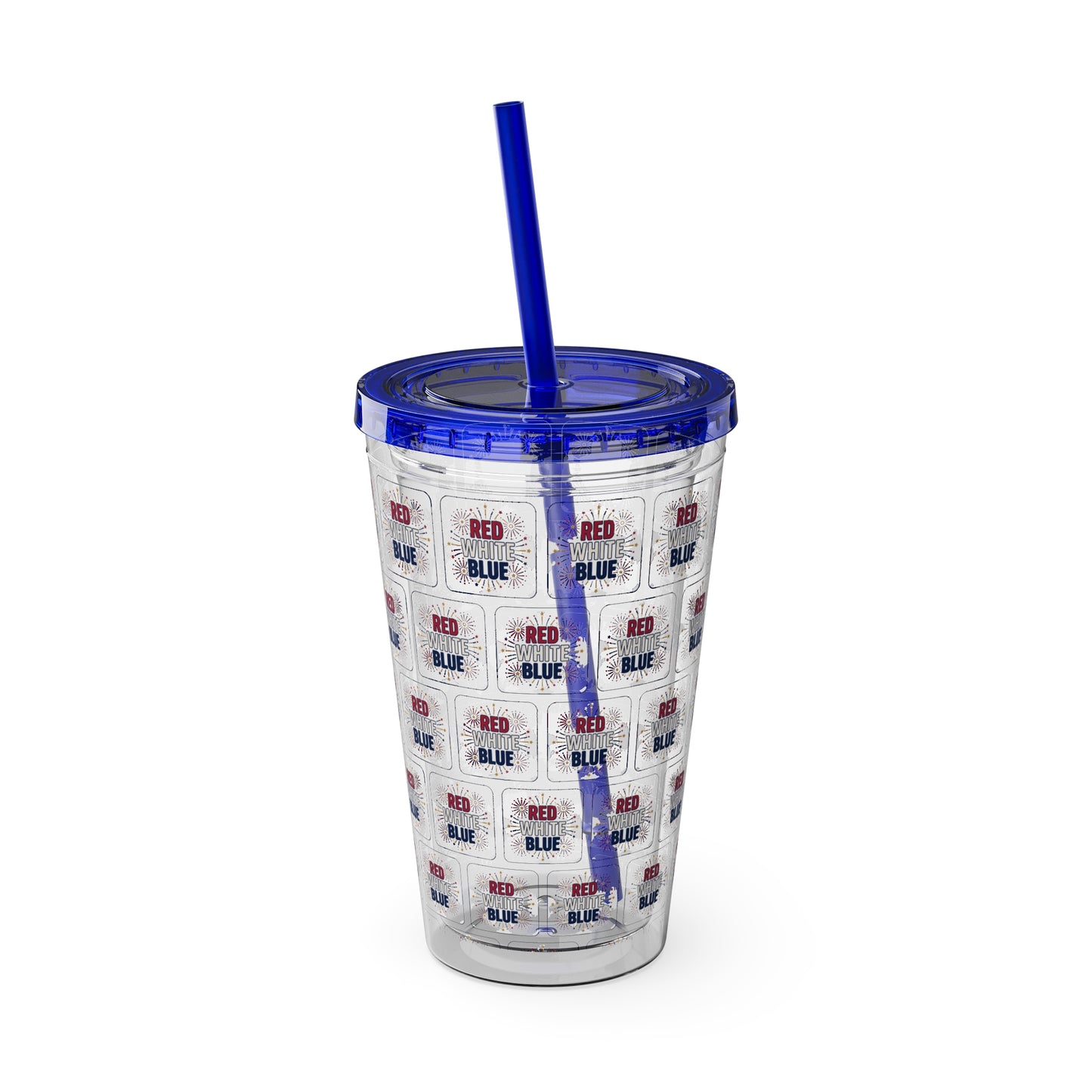 Red White Blue flag pattern Tumbler | 16oz straw cup