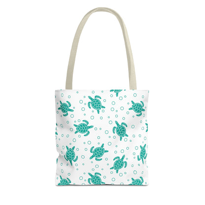 Teal Sea Turtle Pattern Tote Bag | Repeating Turtle Print