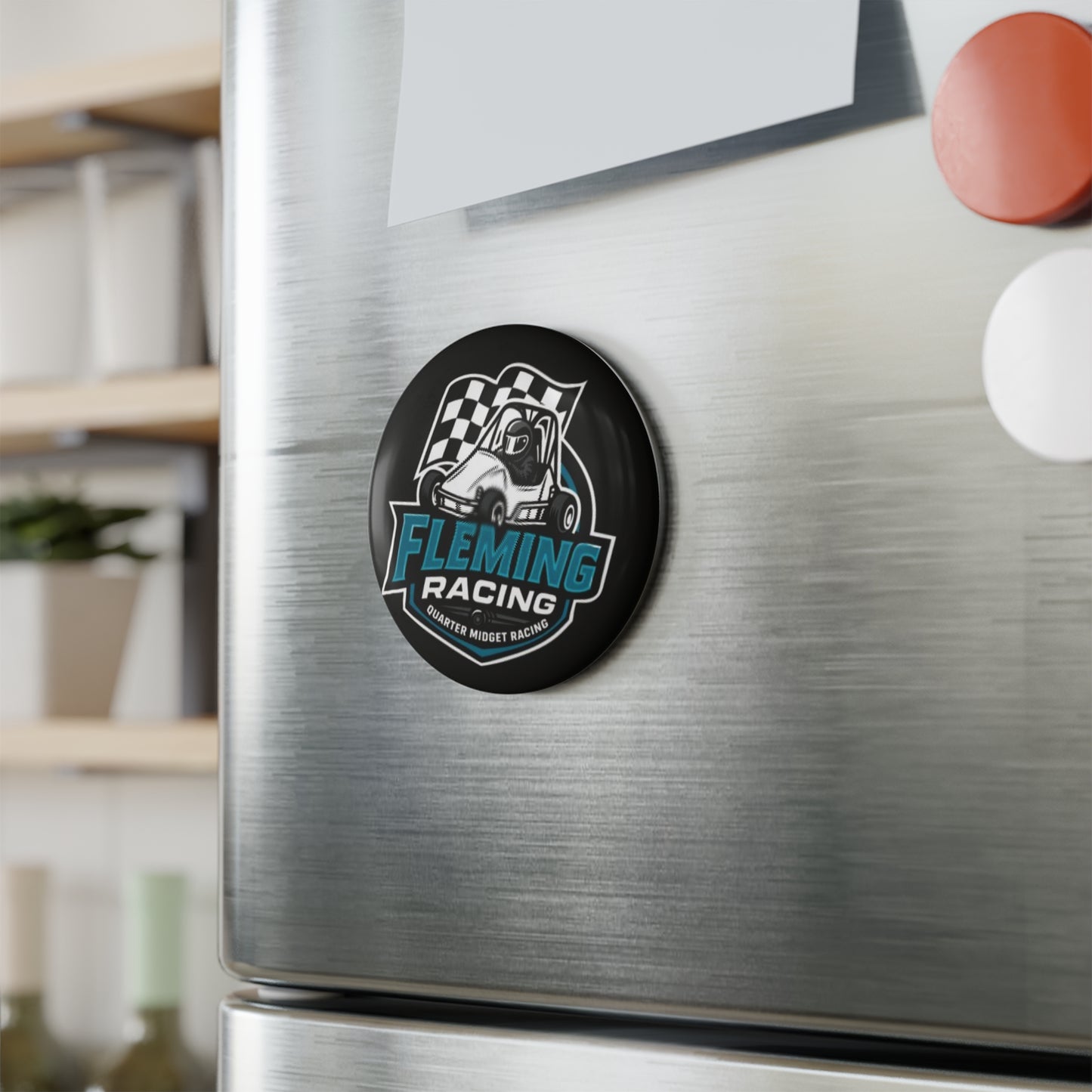 Fleming Racing Quarter Midget Racecar Button Magnet