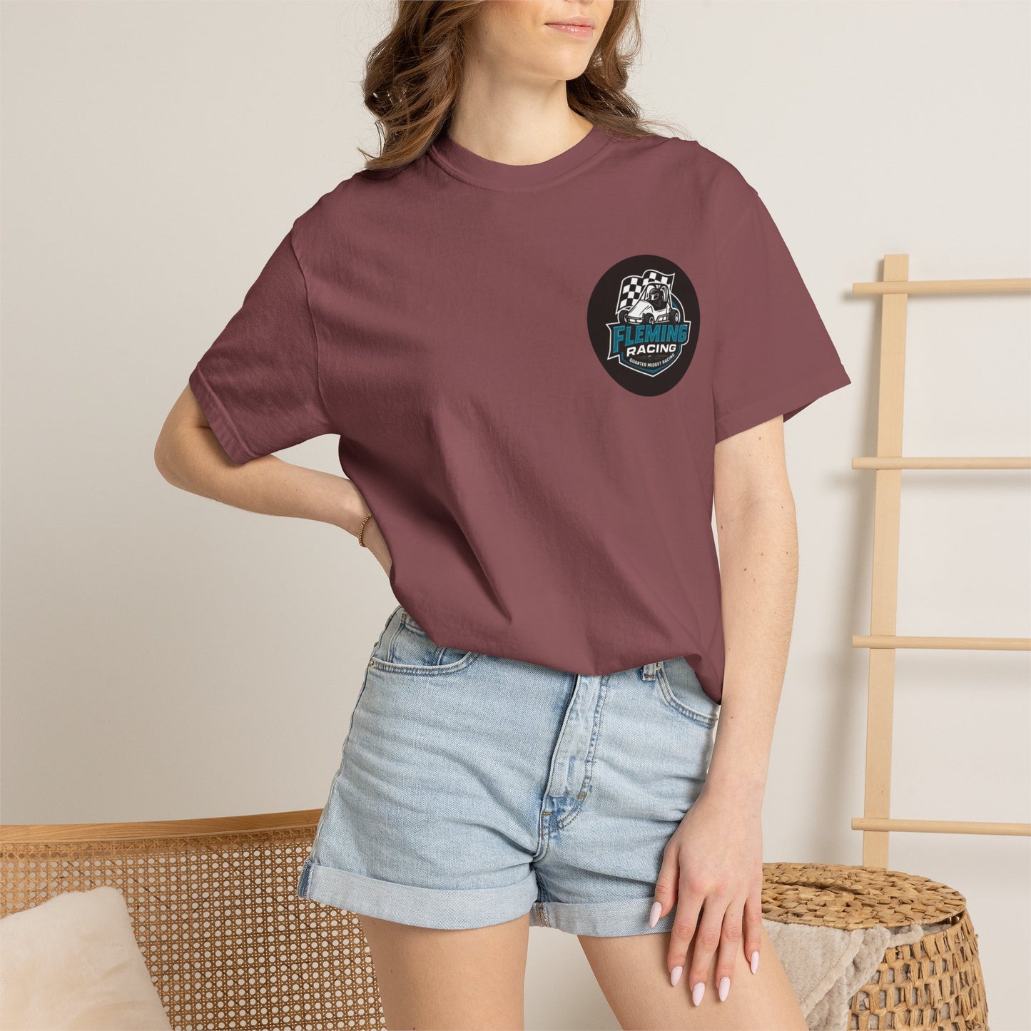 Fleming Racing QM Logo T-Shirt | Checkered Flag Circle Design