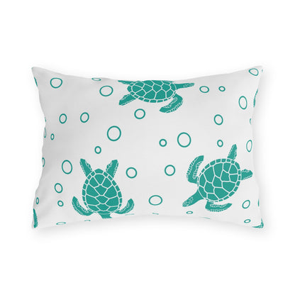 Sea Turtle Outdoor Pillow – Teal Nautical Patio Cushion
