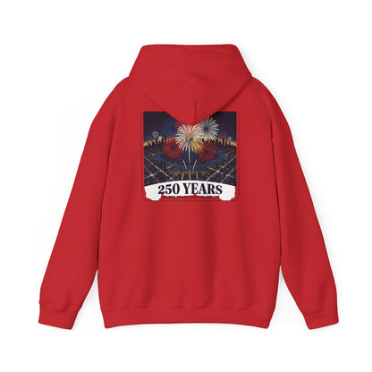 America 250 Years Eagle Graphic Hoodie | Fireworks Backprint