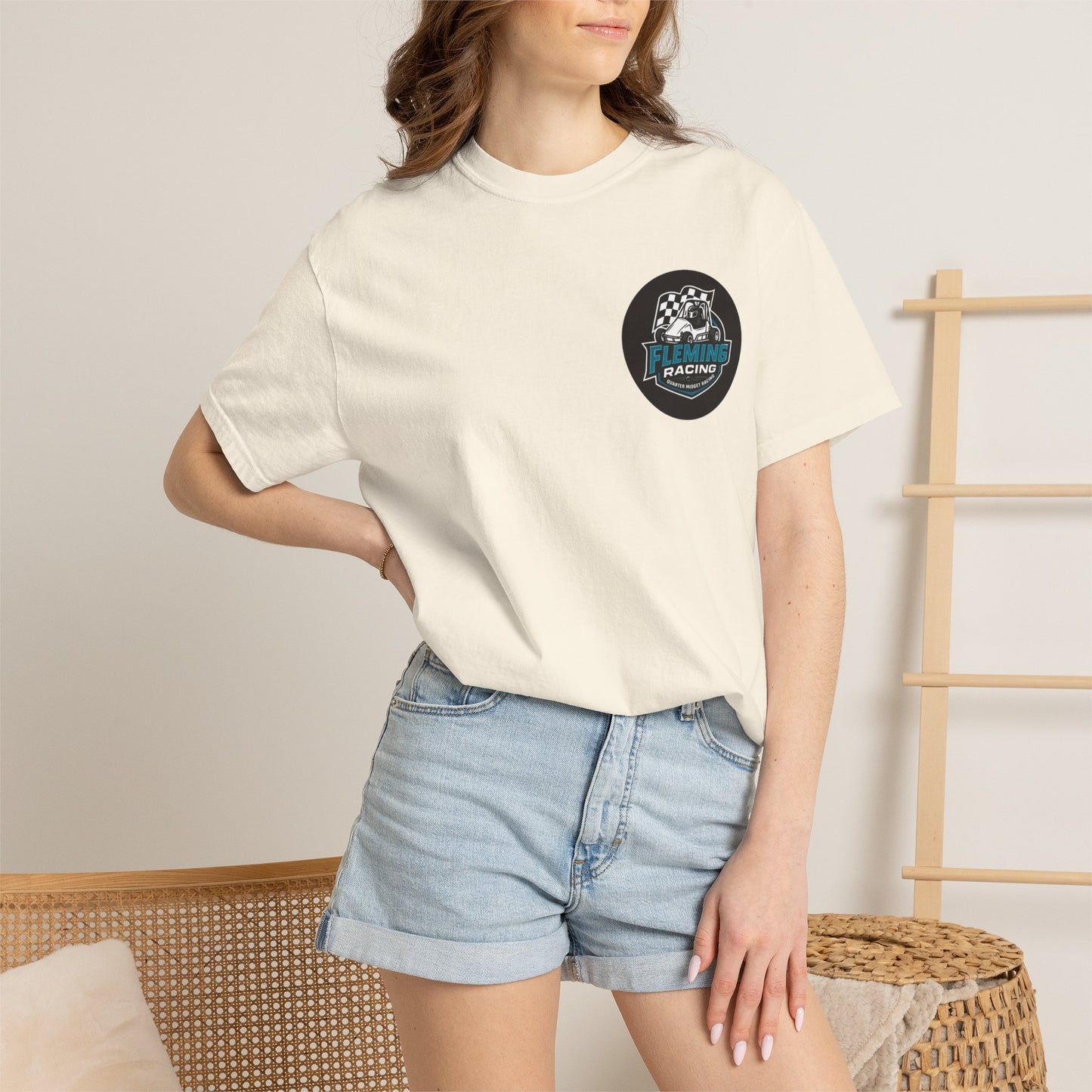 Fleming Racing QM Logo T-Shirt | Checkered Flag Circle Design