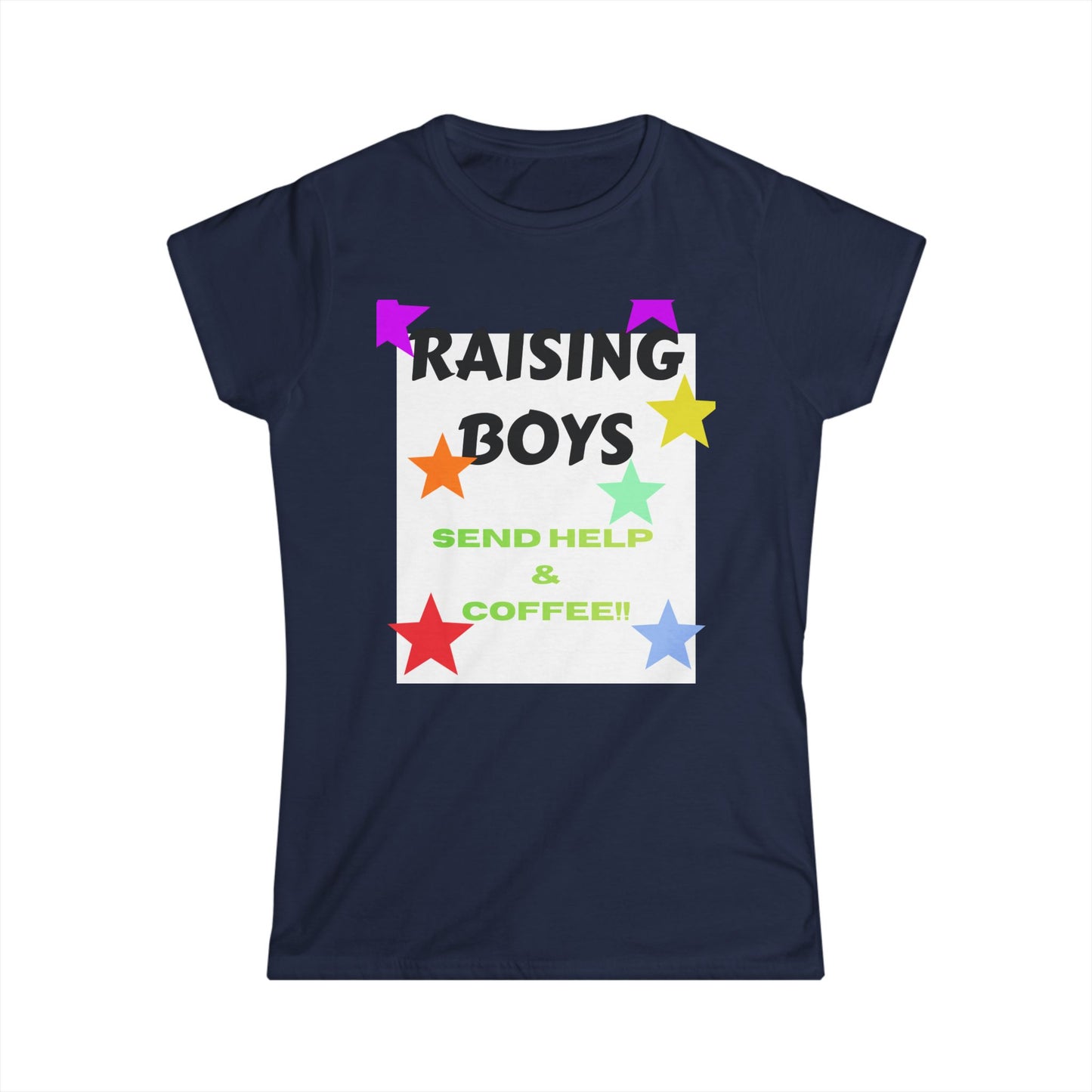 Raising Boys Send Help & Coffee Tee | Funny Parenting Shirt