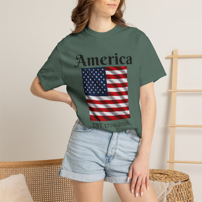 America Flag EST 1776-2026 T-Shirt | 250 Years Eagle Back Graphic
