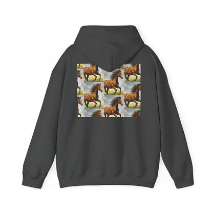Brown Horse Pattern Hoodie | Galloping Horse Repeat Design