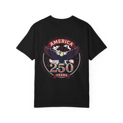 America Flag EST 1776-2026 T-Shirt | 250 Years Eagle Back Graphic