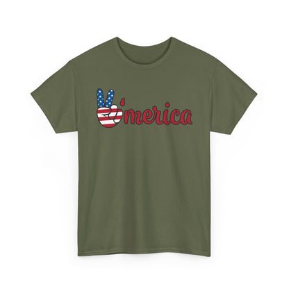 Merica Peace Hand graphic Tee | American Flag Popsicle back, Patriotic Fourth of July