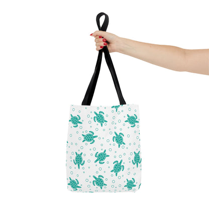 Teal Sea Turtle Pattern Tote Bag | Repeating Turtle Print