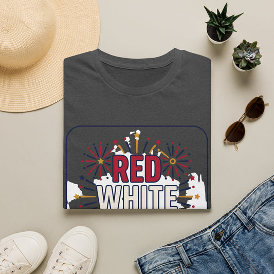 Red White Blue fireworks T-Shirt | Fourth of July patriotic tee