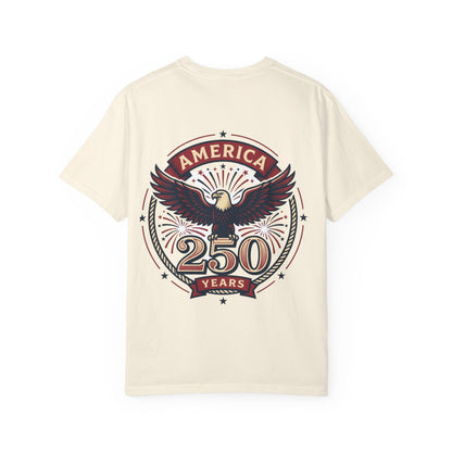 Patriotic Unisex T-Shirt, Celebrating America's 250th Anniversary, Vintage Eagle Design, Gift for Independence Day, USA Pride