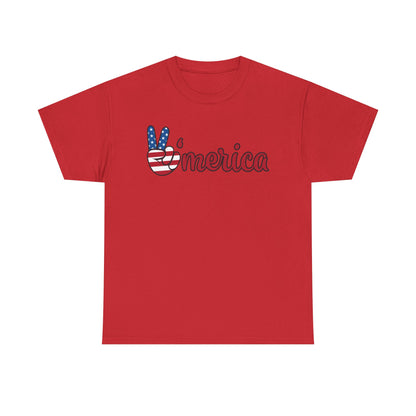 Merica Peace Hand graphic Tee | American Flag Popsicle back, Patriotic Fourth of July