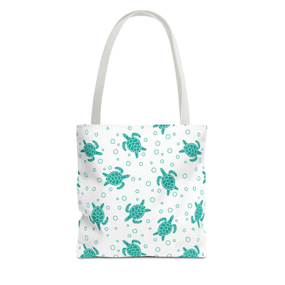 Teal Sea Turtle Pattern Tote Bag | Repeating Turtle Print