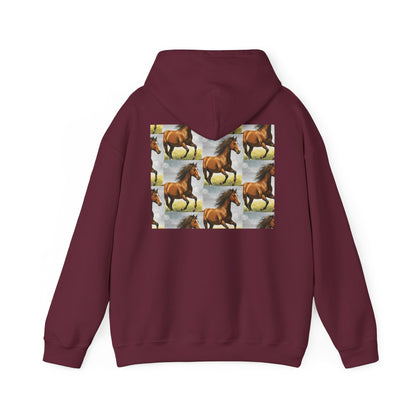 Brown Horse Pattern Hoodie | Galloping Horse Repeat Design