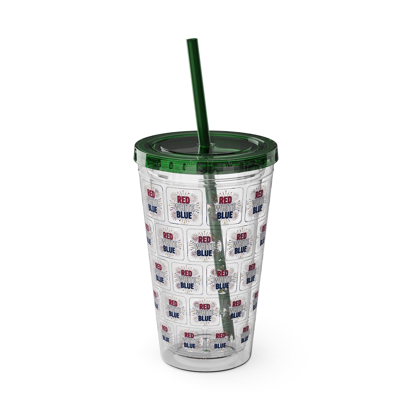 Red White Blue flag pattern Tumbler | 16oz straw cup