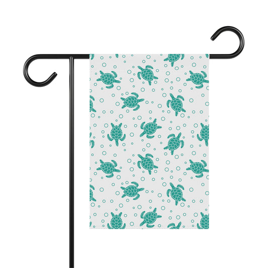 Teal Sea Turtle Pattern Garden Flag | House Banner