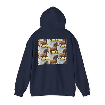 Brown Horse Pattern Hoodie | Galloping Horse Repeat Design