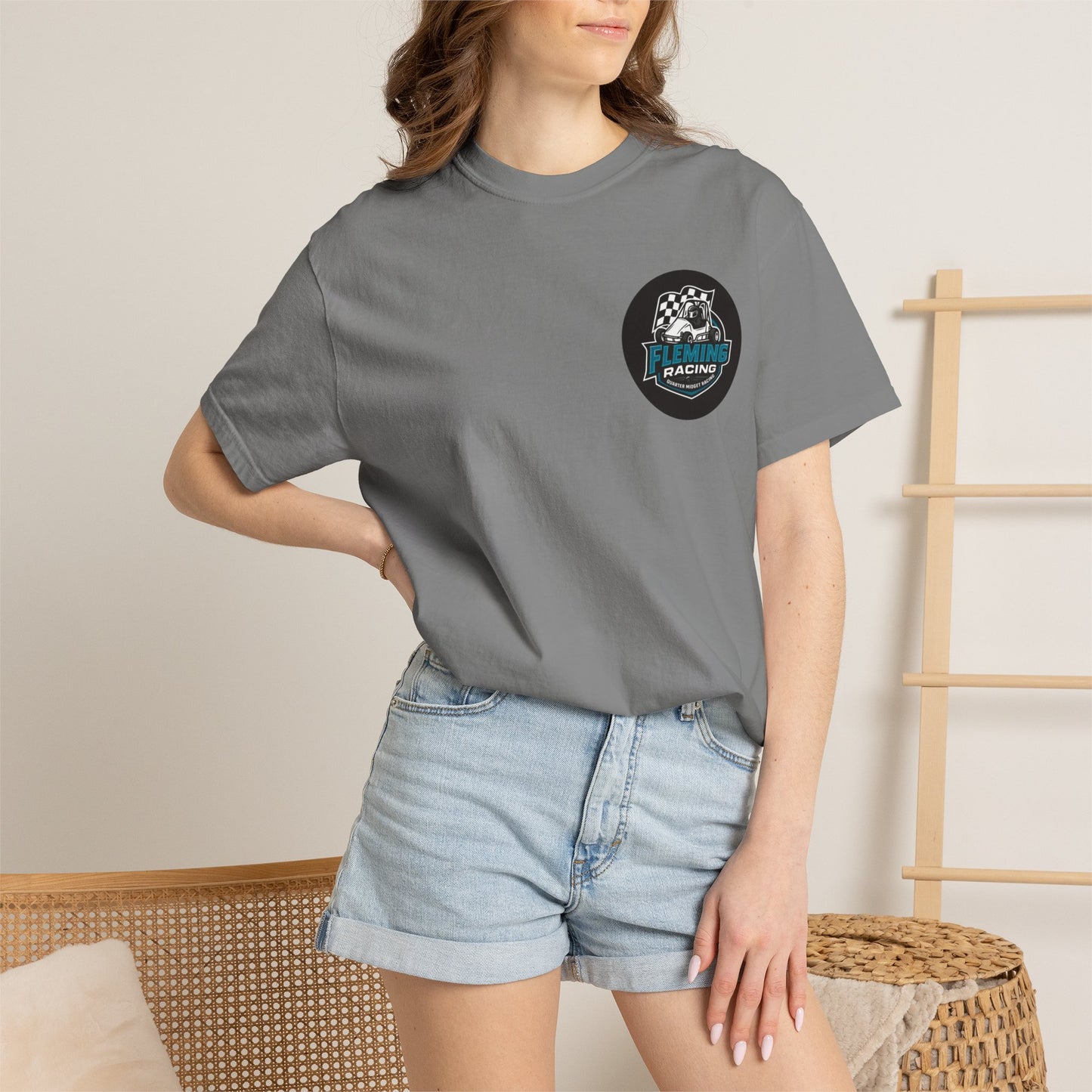 Fleming Racing QM Logo T-Shirt | Checkered Flag Circle Design