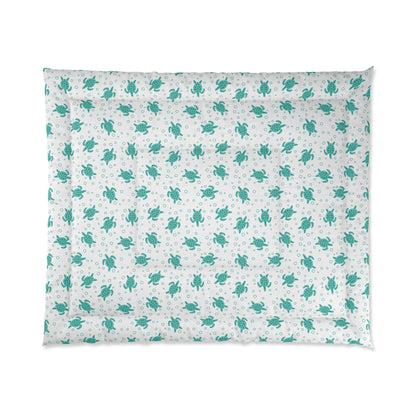 Turquoise Floral Pattern Comforter | Teal Flower All-Over Print