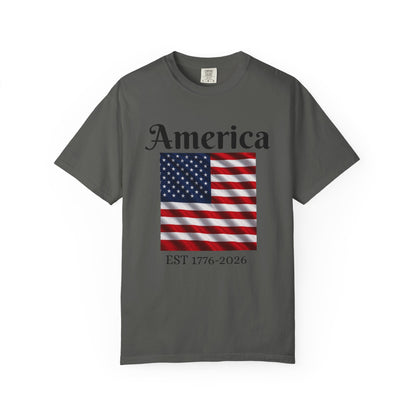 America Flag EST 1776-2026 T-Shirt | 250 Years Eagle Back Graphic