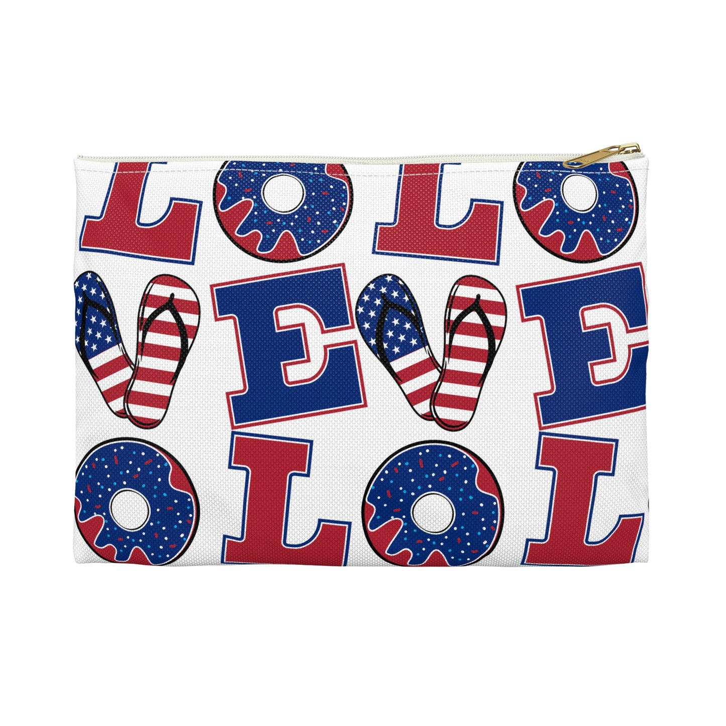 Patriotic LOVE pattern Accessory Pouch | American flag letters and icons