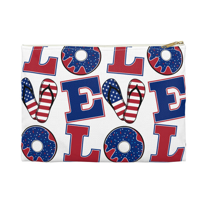 Patriotic LOVE pattern Accessory Pouch | American flag letters and icons