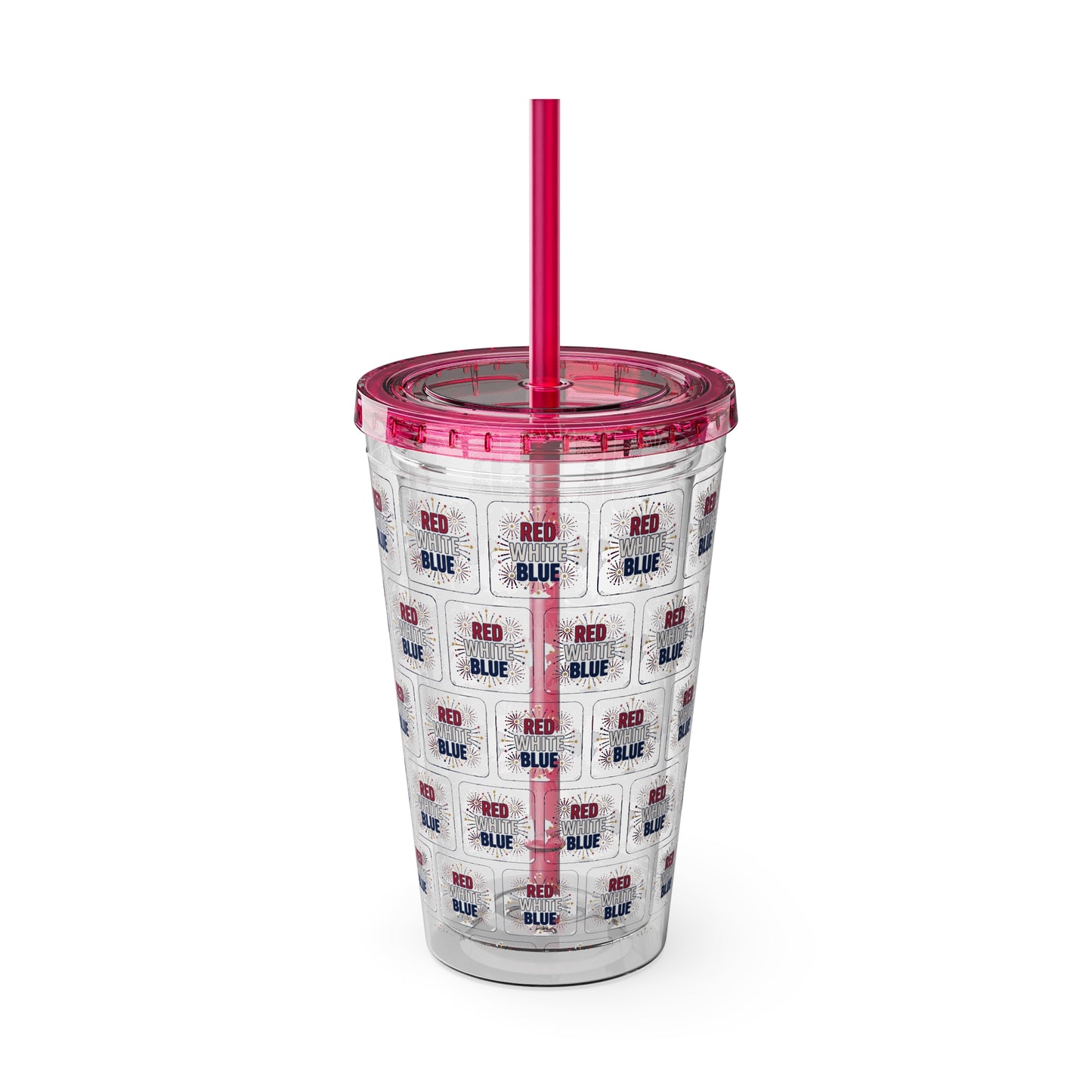 Red White Blue flag pattern Tumbler | 16oz straw cup