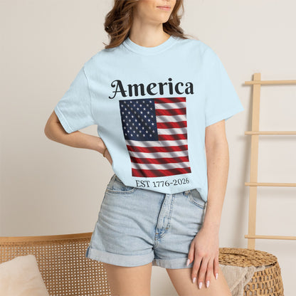 America Flag EST 1776-2026 T-Shirt | 250 Years Eagle Back Graphic