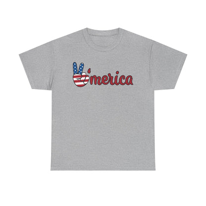 Merica Peace Hand graphic Tee | American Flag Popsicle back, Patriotic Fourth of July
