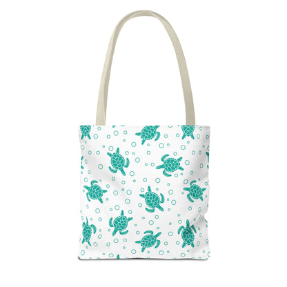 Teal Sea Turtle Pattern Tote Bag | Repeating Turtle Print