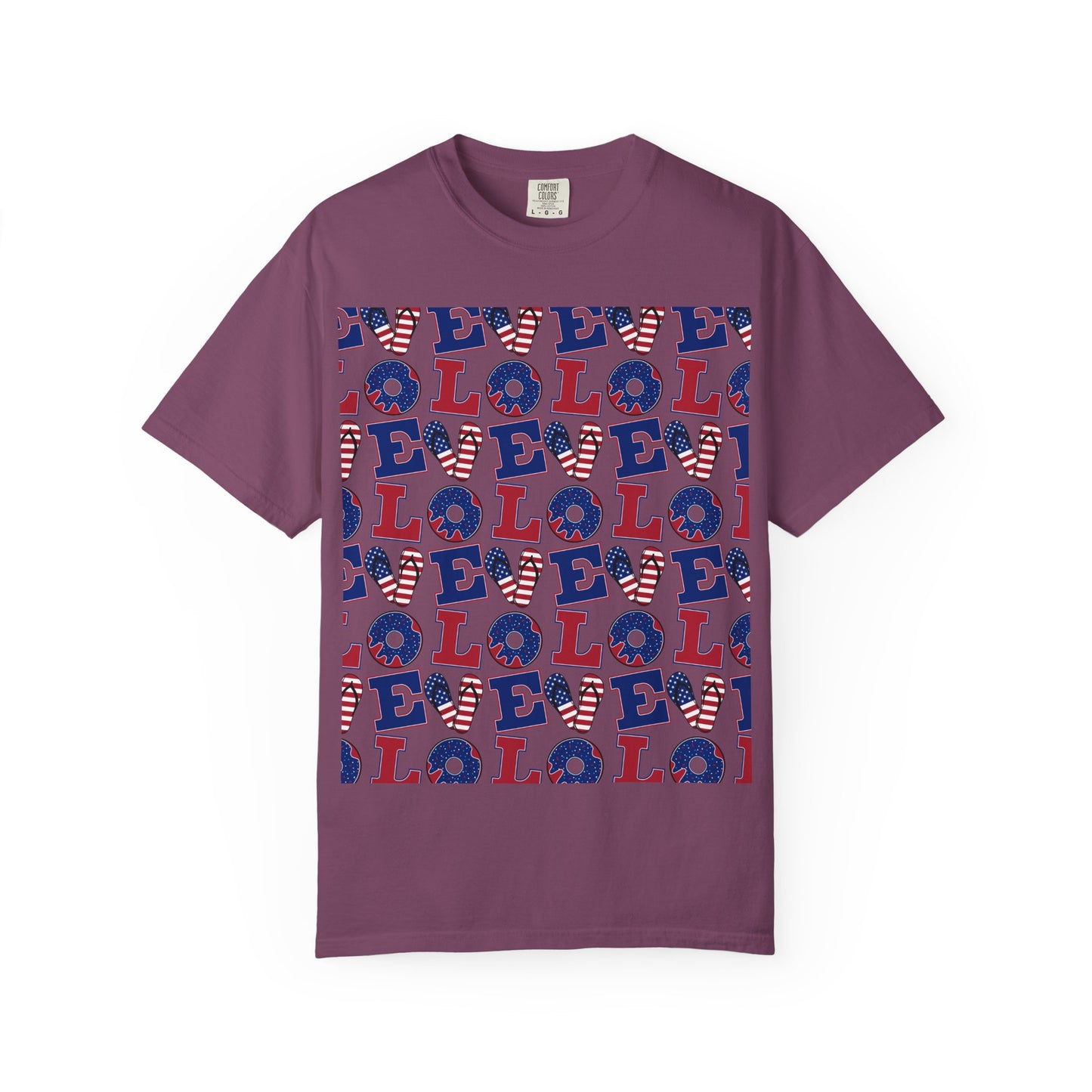 Patriotic LOL Pattern T-Shirt | Red White Blue Text Tee