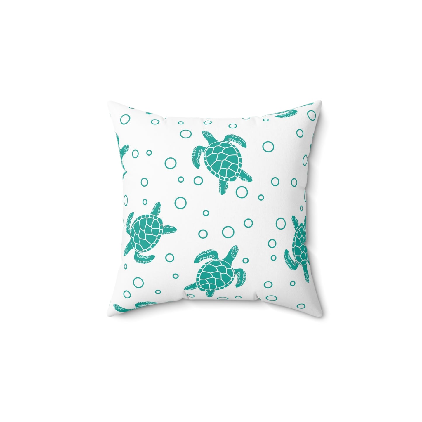 Teal Sea Turtle Pattern Pillow | Square Decorative Pillow