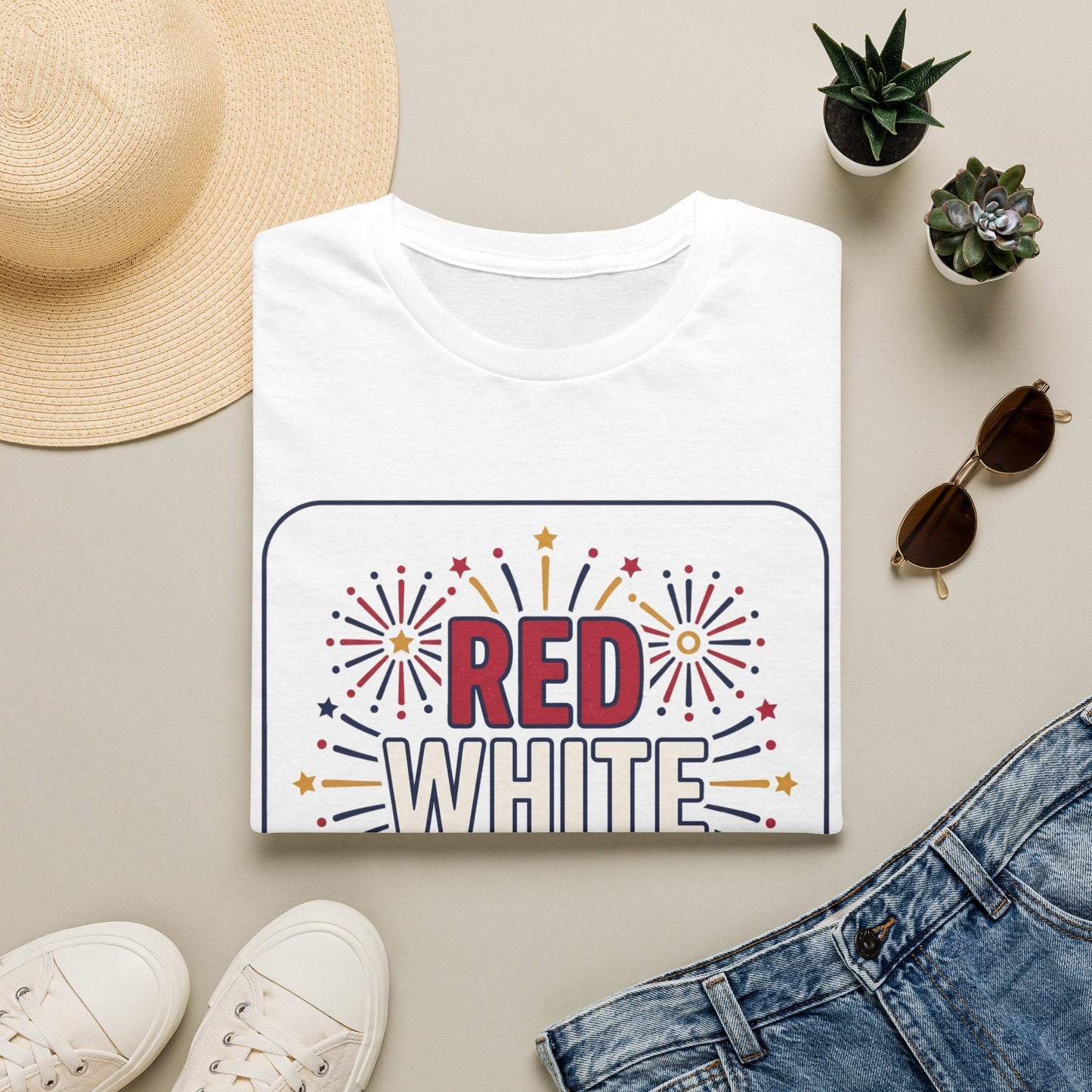 Red White Blue fireworks T-Shirt | Fourth of July patriotic tee