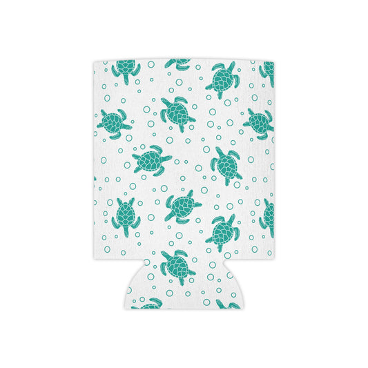 Turquoise Sea Turtles Can Cooler | Turtle Pattern Beverage Sleeve