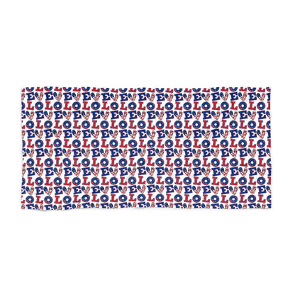 LOL Pattern Beach Towel – Fun Red, White & Blue Novelty Towel
