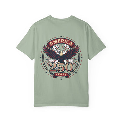 America Flag EST 1776-2026 T-Shirt | 250 Years Eagle Back Graphic