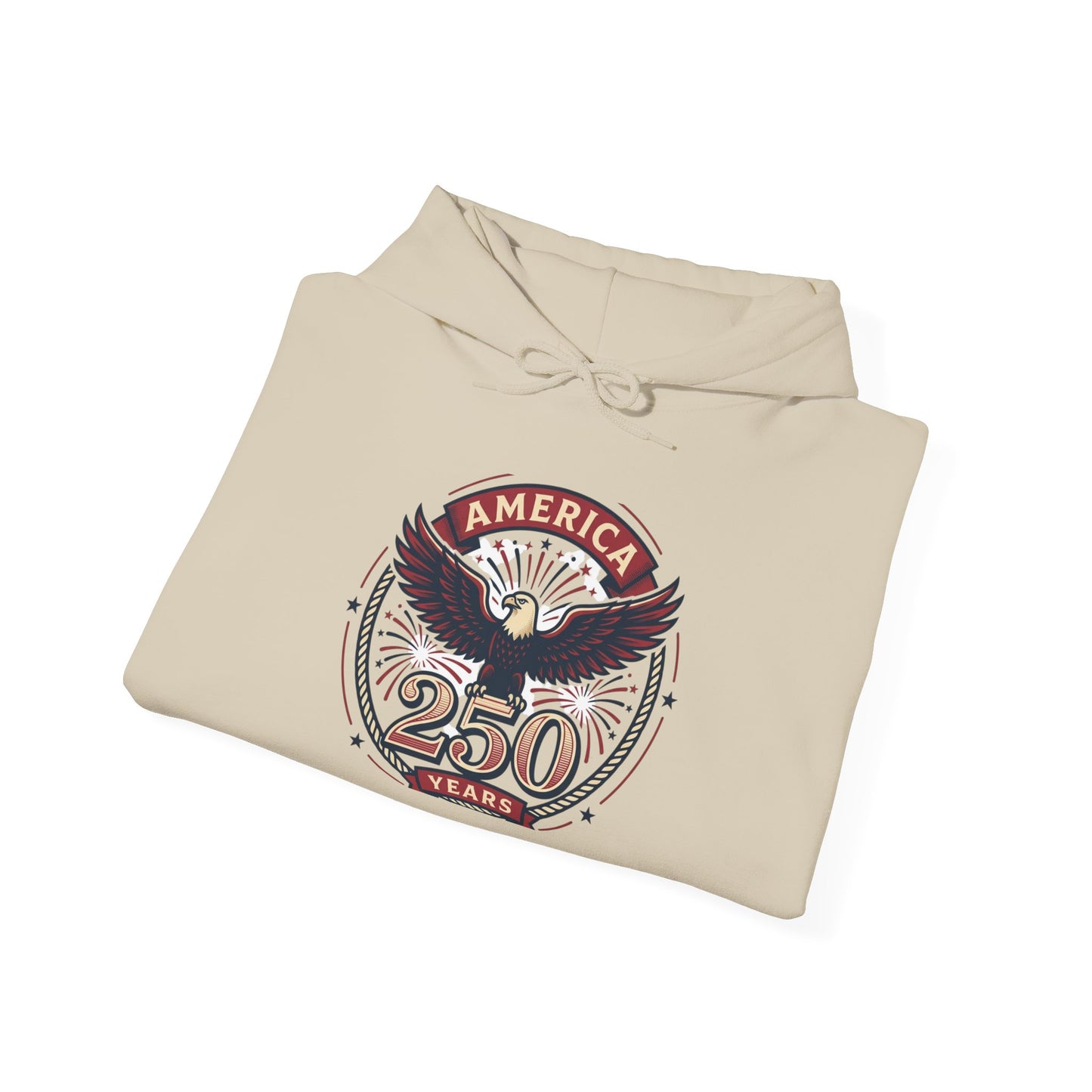 America 250 Years Eagle Graphic Hoodie | Fireworks Backprint