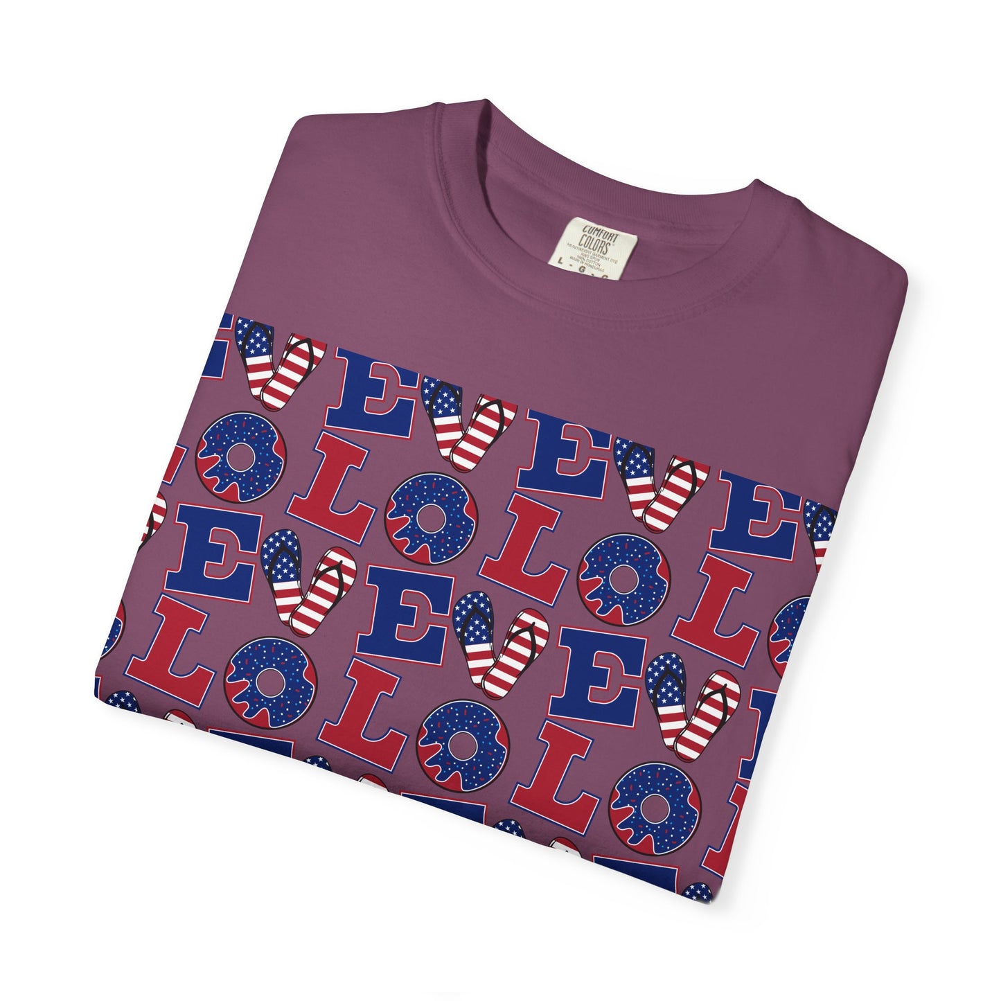 Patriotic LOL Pattern T-Shirt | Red White Blue Text Tee