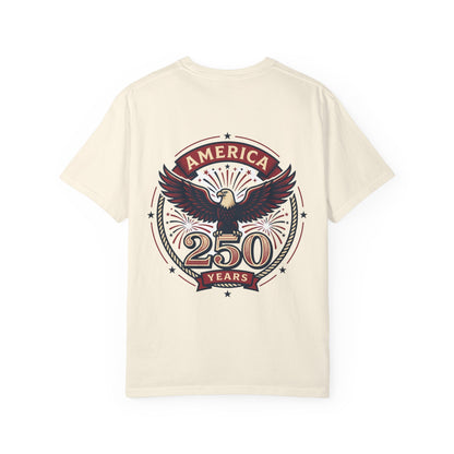 America Flag EST 1776-2026 T-Shirt | 250 Years Eagle Back Graphic