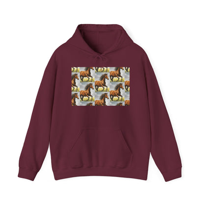 Brown Horse Pattern Hoodie | Galloping Horse Repeat Design