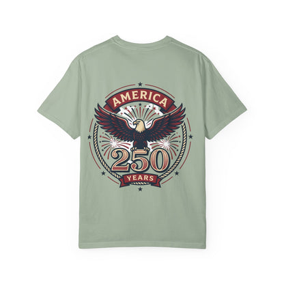 Patriotic Unisex T-Shirt, Celebrating America's 250th Anniversary, Vintage Eagle Design, Gift for Independence Day, USA Pride