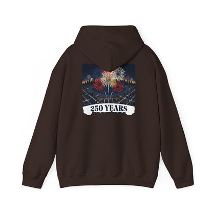 America 250 Years Eagle Graphic Hoodie | Fireworks Backprint
