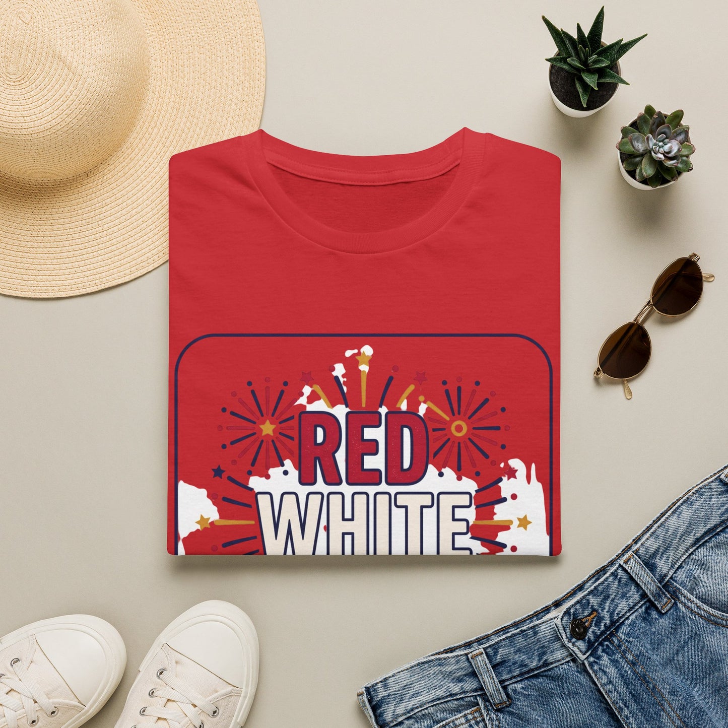 Red White Blue fireworks T-Shirt | Fourth of July patriotic tee