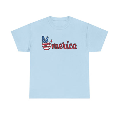 Merica Peace Hand graphic Tee | American Flag Popsicle back, Patriotic Fourth of July