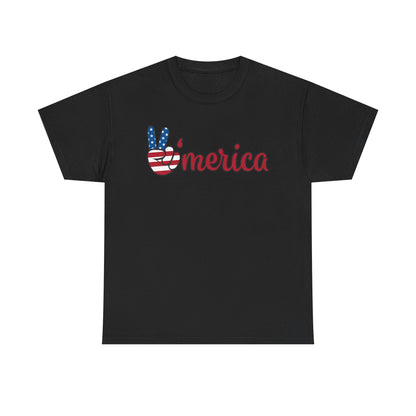 Merica Peace Hand graphic Tee | American Flag Popsicle back, Patriotic Fourth of July