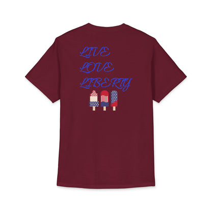 Live Love Liberty tee | Patriotic American flag donuts & popsicles | 4th of July