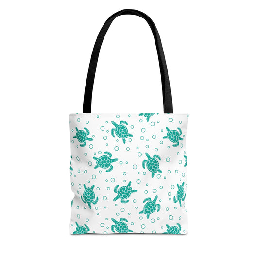 Teal Sea Turtle Pattern Tote Bag | Repeating Turtle Print