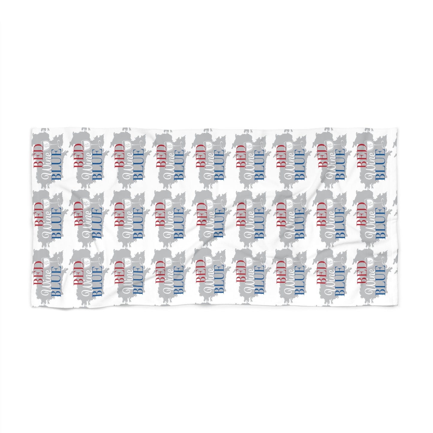 Red White Blue Script Pattern Beach Towel | Patriotic Summer