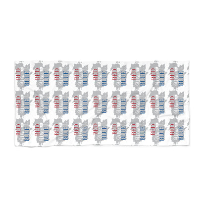 Red White Blue Script Pattern Beach Towel | Patriotic Summer